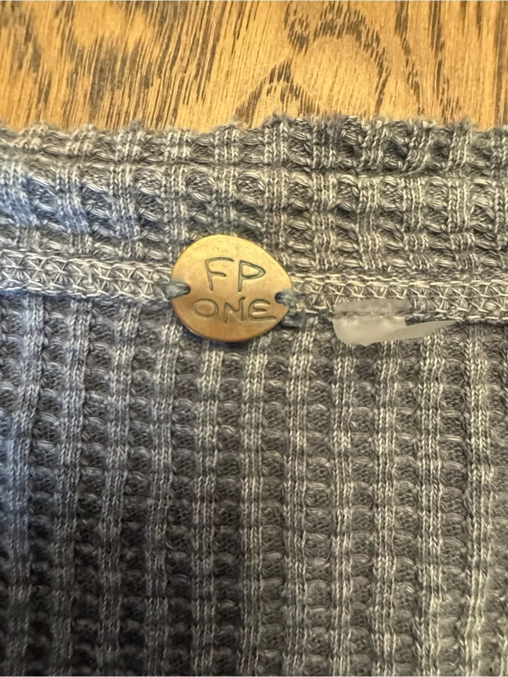 Free People FP One Colt Henley Waffle Knit Henley Top in Heather Gray Small